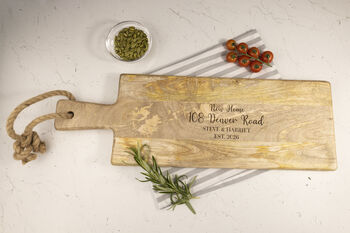 Personalised 'New Home' Mango Wood Serving Board, 3 of 3