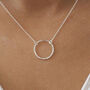 Silver Open Hammered Circle Pendant Necklace, thumbnail 1 of 3