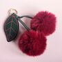 Cherry Pom Pom Faux Leather Keyring Or Bag Charm, thumbnail 2 of 3