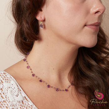 Purple Amethyst, Ruby And Peridot Cluster Hook Drop Earrings, 2 of 8