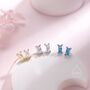 Sterling Silver Tiny Baguette Cz Stud Earrings, thumbnail 2 of 9