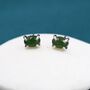 Genuine Green Japer Jade Oval Stud Earrings, thumbnail 5 of 10