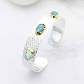 Aquamarine And Kyanite Gemstone Silver Jewellery Set, 2 of 7