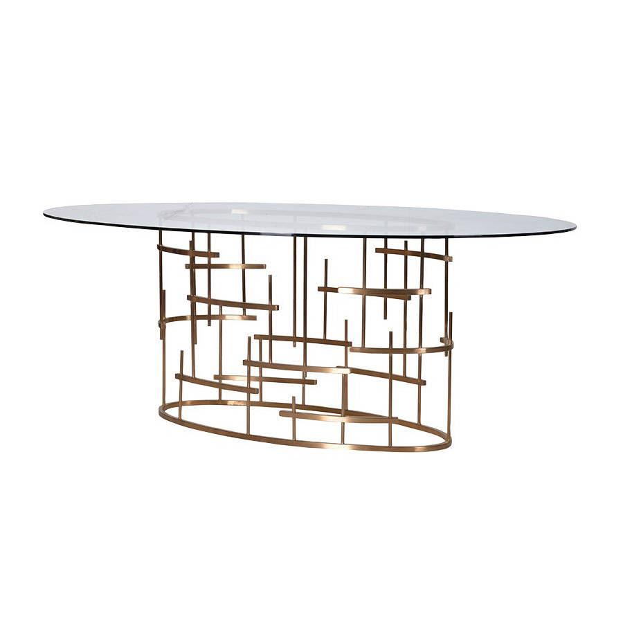 Oval Dining Table In Gold By Out There Interiors