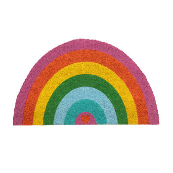 Shaped Rainbow With Heart Doormat, 2 of 2