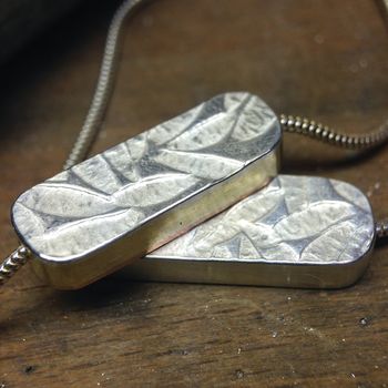 Embossed Silver Petals Lozenge Necklace, 3 of 8