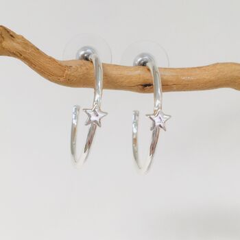 Silver Plated Hoop And Star Earrings, 2 of 4
