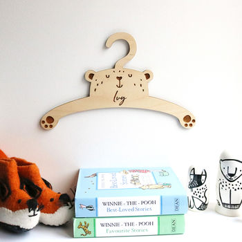 Personalised Childrens Coat Hanger With Bear Design, 7 of 8