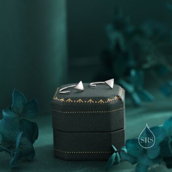 Sterling Silver Tiny Triangle Huggie Hoop Earrings, 2 of 12