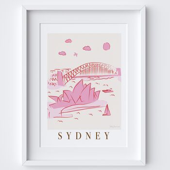 Sydney, Australia Pink City Skyline Scene Travel Print, 2 of 2