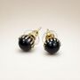 Black Small Ball Studs Dot Earrings, thumbnail 2 of 5