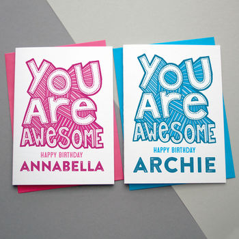 You Are Awesome Personalised Birthday Card, 2 of 2