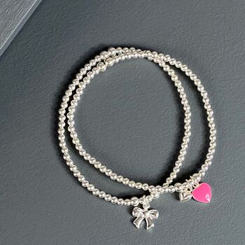 Sterling Silver Pink Heart Bracelet, 6 of 6