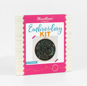 Black Succulents Embroidery Kit, 2 of 6