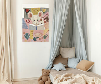 Bedtime Story Mouse Nursery Art Print, 3 of 5