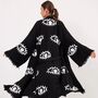 Long Organic Cotton Robe: Black With White Eye, thumbnail 3 of 4