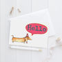 Hello Sausage Dog Greeting Card, thumbnail 1 of 4