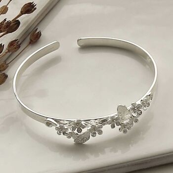 Sterling Silver Forget Me Not Cuff, 3 of 7