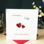 Embroidered Hearts Wedding Anniversary Card For Wife, thumbnail 1 of 1