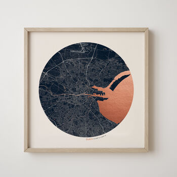 Personalised Circular Map Print With Gold Leaf, 6 of 6