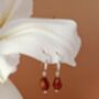 Red Agate Pomegranate Seed Sterling Silver Earrings, thumbnail 5 of 8