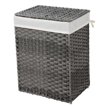 90 L Gray Handwoven Clothes Laundry Hamper Basket, 3 of 7