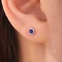 Sterling Silver Sapphire Blue Cz Bezel Stud Earrings, thumbnail 7 of 12