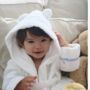 Personalised Hoodede Dressing Gown Edged In Blue Gingham, thumbnail 2 of 2