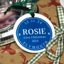 Ceramic Blue Plaque Baby's First Christmas Tree Decoration, thumbnail 2 of 3