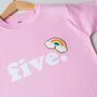 Girl's Birthday Age T Shirt Custom, Rainbow, thumbnail 3 of 7