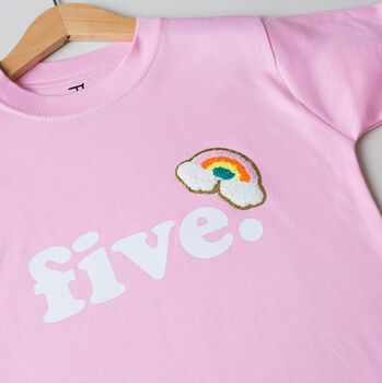 Girl's Birthday Age T Shirt Custom, Rainbow, 3 of 7