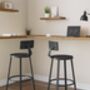 Set Of Two Bar Stools High Seat Backrest Industrial, thumbnail 2 of 12