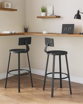 Set Of Two Bar Stools High Seat Backrest Industrial, 2 of 12