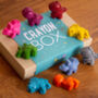 Set Of Nine Gift Boxed Dinosaur Shaped Wax Crayons, thumbnail 2 of 7