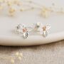 Sterling Silver And Rose Gold Holly December Birth Flower Earrings, thumbnail 1 of 6