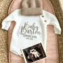 'Baby Surname Coming Soon' New Baby Announcement Knitted Romper, thumbnail 1 of 4