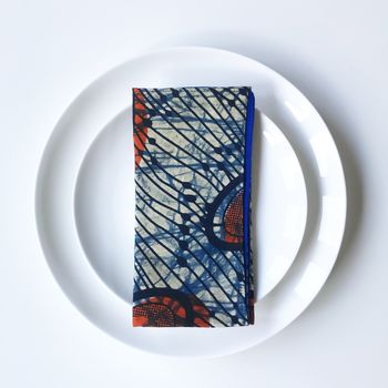 Vibrant African Print Napkin Blue Lining, 2 of 4