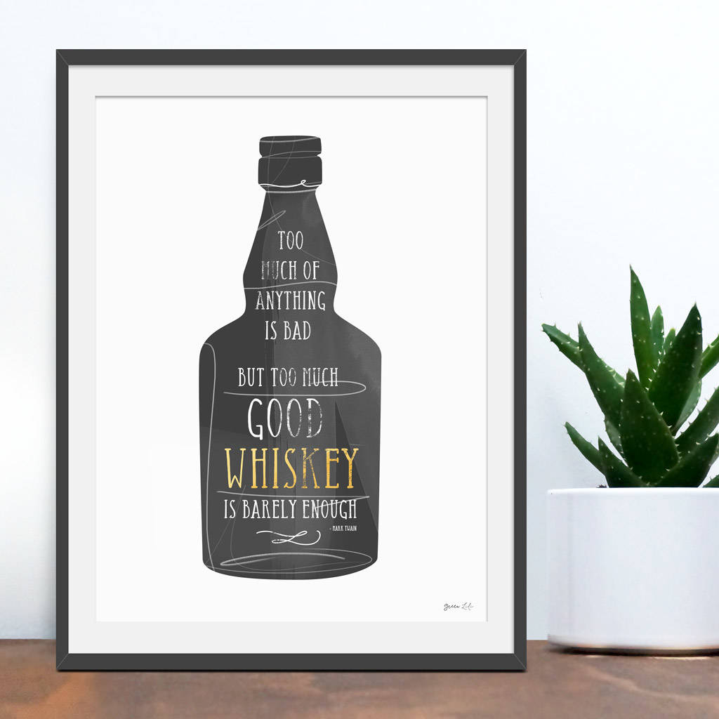 'good whiskey' alcohol art print by green lili | notonthehighstreet.com