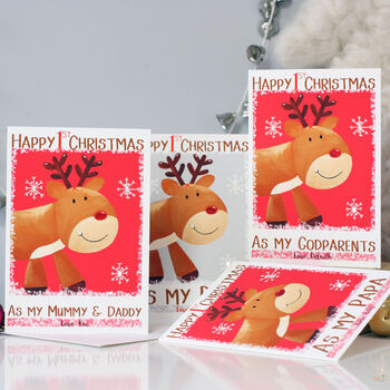 Reindeer 1st Christmas Card As Mummy Daddy, 3 of 10