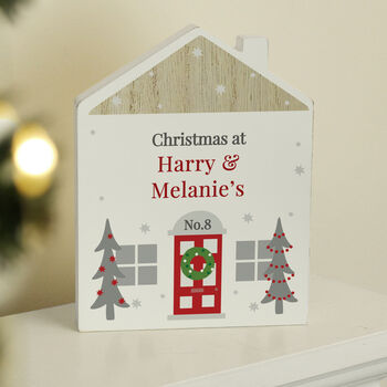 Personalised Christmas Wooden House Ornament, 2 of 3