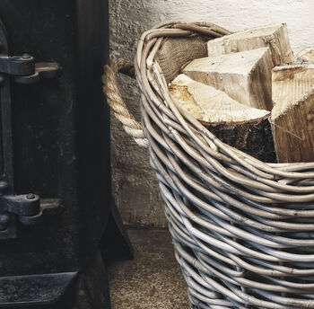Oval Lined Wicker Log Basket, 2 of 3