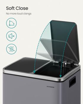 Kitchen Bin Dual Compartments Soft Close Lid Trash Can, 6 of 7