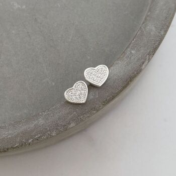 Silver Heart Pave Wedding Earrings – Mother Of The Groom, 3 of 5