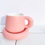 Cushion Club Ceramic Mug And Saucer Set Pink, thumbnail 1 of 4