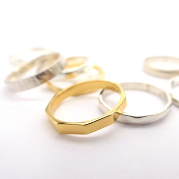 Heavy Hexagon Stacking Ring Gold Vermeil, 2 of 5
