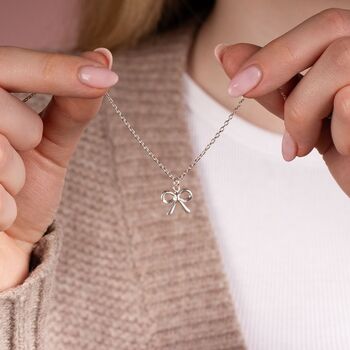 Sterling Silver Necklace With Bow Charm, 2 of 7