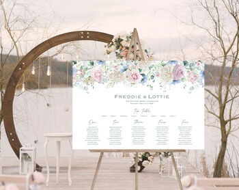 Wedding Table Plan Pink, Blue And White Florals, 3 of 6