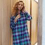 Women's Blue Shire Square Brushed Cotton Nightshirt, thumbnail 1 of 2