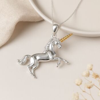 Personalised Sterling Silver And Gold Unicorn Necklace, 4 of 10