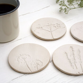 White Wild Flower Ceramic Coasters, 7 of 8